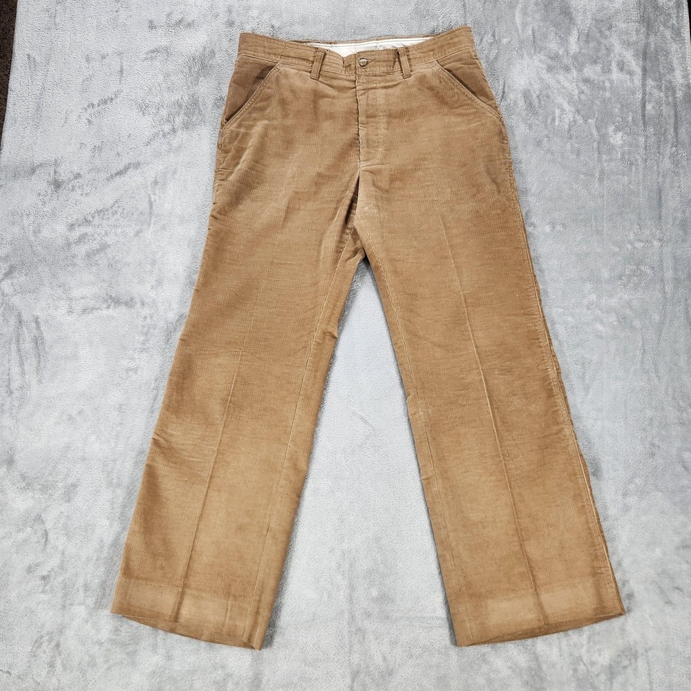 Vintage Levi's Panatela Pants Mens 35x29 Beige Corduroy Straight Leg *Hemmed*